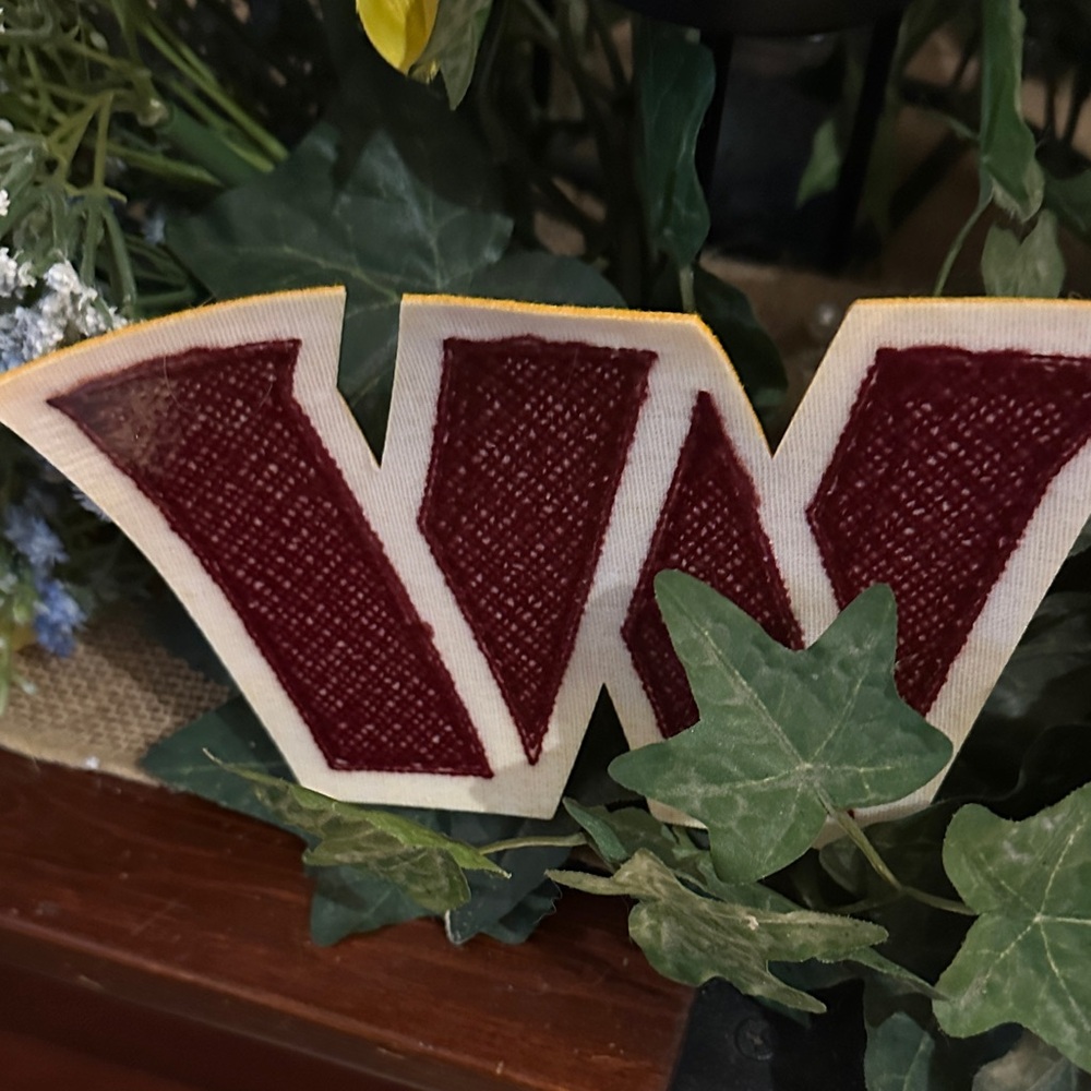 Elegant Burgundy and Gold Letter W Decor - Picture 2 of 2